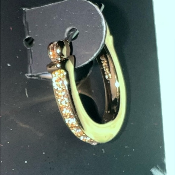 ⚜️Coach Pave Signature Huggie Earrings 💎 - Picture 2 of 5